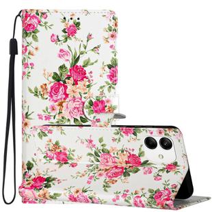 For Samsung Galaxy A05 Colored Drawing Leather Phone Case(Peonies)