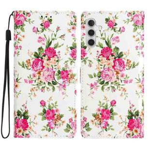 For Samsung Galaxy A55 Colored Drawing Leather Phone Case(Peonies)