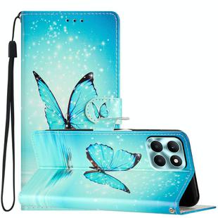 For Honor X6A Colored Drawing Leather Phone Case(Blue Butterfly)