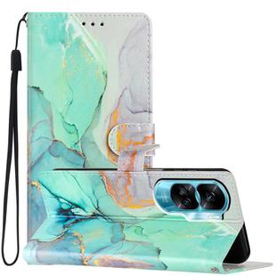 For Honor 90 Lite Colored Drawing Leather Phone Case(Green Marble)