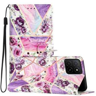 For Honor X5b 4G Colored Drawing Leather Phone Case(Purple Marble)