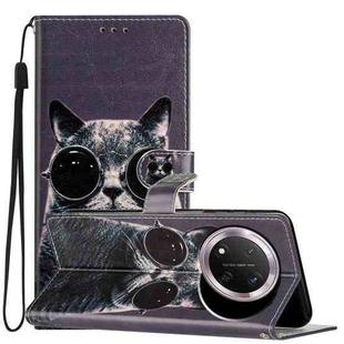 For Honor X9c 5G Colored Drawing Leather Phone Case(Sunglasses Cat)