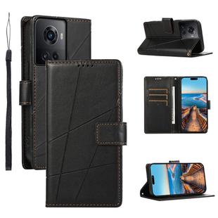 For OnePlus Ace PU Genuine Leather Texture Embossed Line Phone Case(Black)