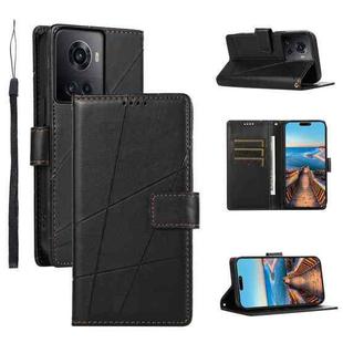 For OnePlus Ace PU Genuine Leather Texture Embossed Line Phone Case(Black)