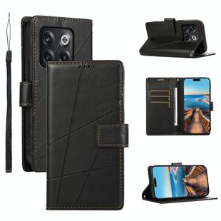 For OnePlus Ace Pro PU Genuine Leather Texture Embossed Line Phone Case(Black)