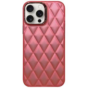 For iPhone 15 Pro Max 3D Rhombus Electroplating TPU Hybrid PC Phone Case(Rose Red)