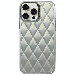 For iPhone 15 Pro 3D Rhombus Electroplating TPU Hybrid PC Phone Case(Silver)