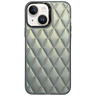 For iPhone 15 3D Rhombus Electroplating TPU Hybrid PC Phone Case(Grey)