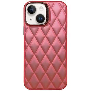For iPhone 15 3D Rhombus Electroplating TPU Hybrid PC Phone Case(Rose Red)