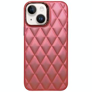 For iPhone 14 Plus 3D Rhombus Electroplating TPU Hybrid PC Phone Case(Rose Red)