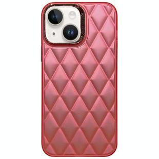 For iPhone 14 3D Rhombus Electroplating TPU Hybrid PC Phone Case(Rose Red)