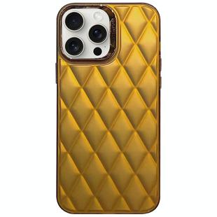 For iPhone 14 Pro 3D Rhombus Electroplating TPU Hybrid PC Phone Case(Gold)