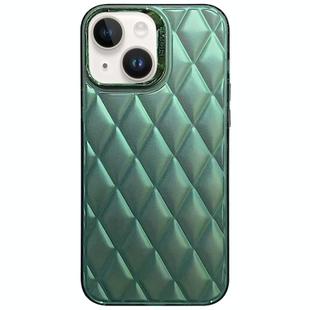For iPhone 13 3D Rhombus Electroplating TPU Hybrid PC Phone Case(Green)