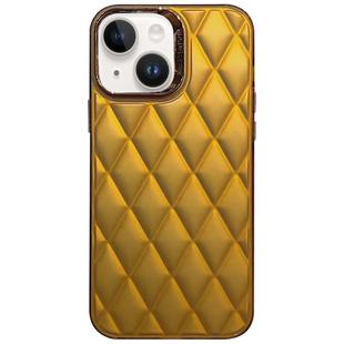 For iPhone 13 3D Rhombus Electroplating TPU Hybrid PC Phone Case(Gold)
