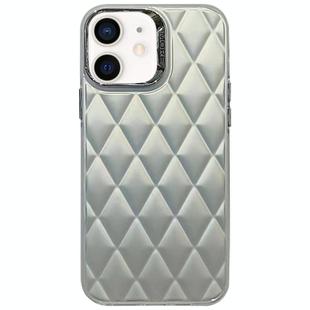For iPhone 12 3D Rhombus Electroplating TPU Hybrid PC Phone Case(Silver)