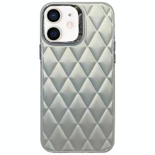 For iPhone 11 3D Rhombus Electroplating TPU Hybrid PC Phone Case(Silver)