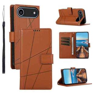 For iPhone 17 Air PU Genuine Leather Texture Embossed Line Phone Case(Brown)