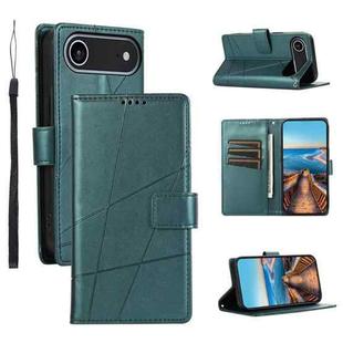 For iPhone 17 Air PU Genuine Leather Texture Embossed Line Phone Case(Green)