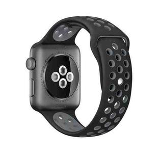 For Apple Watch Series 7 41mm / 6 & SE & 5 & 4 40mm / 3 & 2 & 1 38mm Sport Silicone Watch Band Standard Edition(Black Grey)