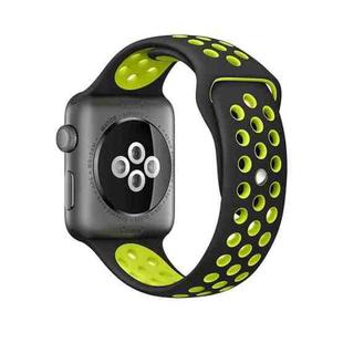 For Apple Watch Series 7 41mm / 6 & SE & 5 & 4 40mm / 3 & 2 & 1 38mm Sport Silicone Watch Band Standard Edition(Black Yellow)