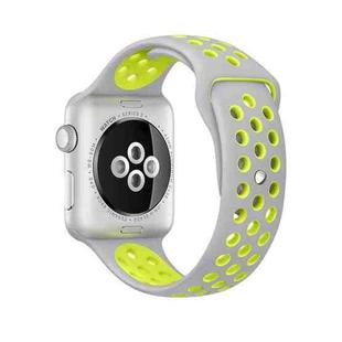 For Apple Watch Series 7 41mm / 6 & SE & 5 & 4 40mm / 3 & 2 & 1 38mm Sport Silicone Watch Band Standard Edition(Grey Yellow)