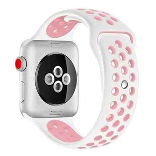 For Apple Watch Series 7 41mm / 6 & SE & 5 & 4 40mm / 3 & 2 & 1 38mm Sport Silicone Watch Band Standard Edition(White Pink)