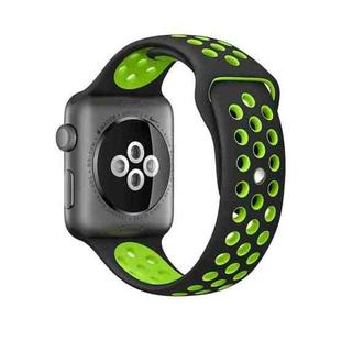 For Apple Watch Ultra 49mm&Watch Ultra 2 49mm / Series 9&8&7 45mm / SE 3&SE 2&6&SE&5&4 44mm / 3&2&1 42mm Sport Silicone Watch Band Standard Edition(Black Green)