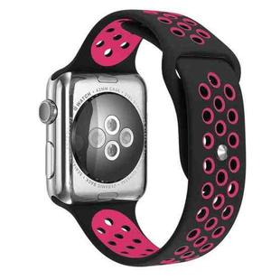 For Apple Watch Ultra 49mm&Watch Ultra 2 49mm / Series 9&8&7 45mm / SE 3&SE 2&6&SE&5&4 44mm / 3&2&1 42mm Sport Silicone Watch Band Standard Edition(Black Rose Red)