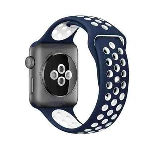 For Apple Watch Ultra 49mm / Series 8&7 45mm / SE 2&6&SE&5&4 44mm / 3&2&1 42mm Sport Silicone Watch Band Standard Edition(Dark Blue White)