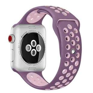 For Apple Watch Ultra 49mm&Watch Ultra 2 49mm / Series 9&8&7 45mm / SE 3&SE 2&6&SE&5&4 44mm / 3&2&1 42mm Sport Silicone Watch Band Standard Edition(Purple Pink)