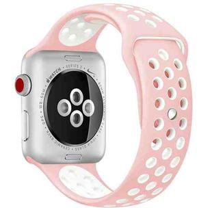 For Apple Watch Ultra 49mm&Watch Ultra 2 49mm / Series 9&8&7 45mm / SE 3&SE 2&6&SE&5&4 44mm / 3&2&1 42mm Sport Silicone Watch Band Standard Edition(Pink White)