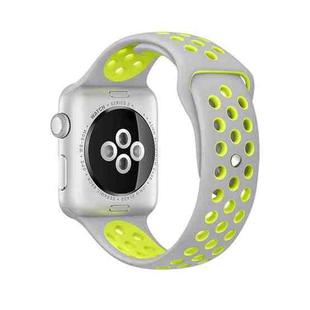 For Apple Watch Ultra 49mm / Series 8&7 45mm / SE 2&6&SE&5&4 44mm / 3&2&1 42mm Sport Silicone Watch Band Standard Edition(Grey Yellow)