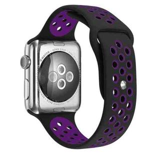 For Apple Watch Ultra 49mm&Watch Ultra 2 49mm / Series 9&8&7 45mm / SE 3&SE 2&6&SE&5&4 44mm / 3&2&1 42mm Sport Silicone Watch Band Standard Edition(Black Purple)