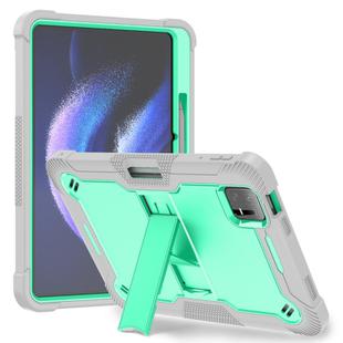 For Xiaomi Pad 6 Shockproof Silicone Hybrid PC Tablet Case with Holder(Mint Green + Grey)