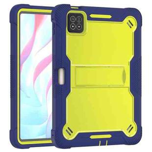 For Xiaomi Pad 7 / 7 Pro Shockproof Silicone Hybrid PC Tablet Case with Holder(Yellow Green + Navy Blue)