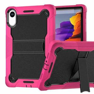 For Xiaomi Redmi Pad 2 Shockproof Silicone Hybrid PC Tablet Case with Holder(Black + Rose Red)
