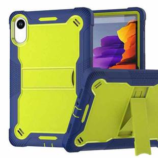 For Xiaomi Redmi Pad 2 Shockproof Silicone Hybrid PC Tablet Case with Holder(Yellow Green + Navy Blue)