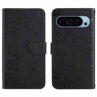 For Google Pixel 9 Pro XL Skin Feel Butterfly Embossed Flip Leather Phone Case(Black)