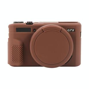 For Canon PowerShot G7 X Mark II / G7X2 Soft Silicone Protective Case with Lens Cover(Coffee)