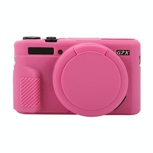 For Canon PowerShot G7 X Mark II / G7X2 Soft Silicone Protective Case with Lens Cover(Rose Red)