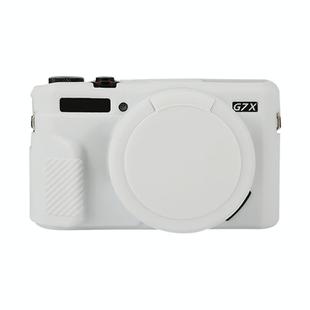For Canon PowerShot G7 X Mark II / G7X2 Soft Silicone Protective Case with Lens Cover(White)