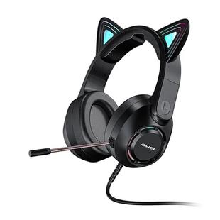 AWEI GM-9 Cat Ear Colorful Light Wired Gaming Headset with Mic, Cable Length: 2m(Black)