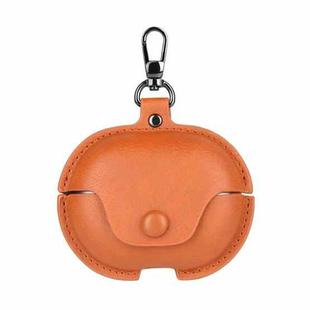 For Huawei FreeClip Business Leather Earphone Protective Case with Hook(Light Brown)