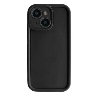 For iPhone 14 Plus Fine Hole Shockproof Frame Frosted TPU Phone Case(Black)
