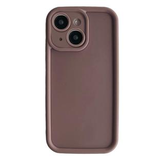 For iPhone 13 Fine Hole Shockproof Frame Frosted TPU Phone Case(Brown)
