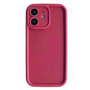 For iPhone 12 Fine Hole Shockproof Frame Frosted TPU Phone Case(Claret Red)