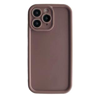 For iPhone 11 Pro Max Fine Hole Shockproof Frame Frosted TPU Phone Case(Brown)