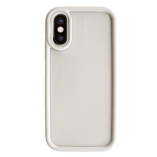 For iPhone X / XS Fine Hole Shockproof Frame Frosted TPU Phone Case(Beige)
