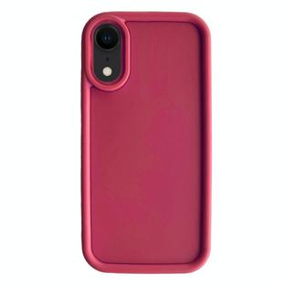 For iPhone XR Fine Hole Shockproof Frame Frosted TPU Phone Case(Claret Red)