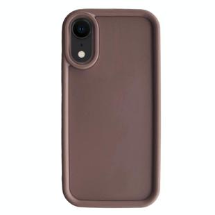For iPhone XR Fine Hole Shockproof Frame Frosted TPU Phone Case(Brown)